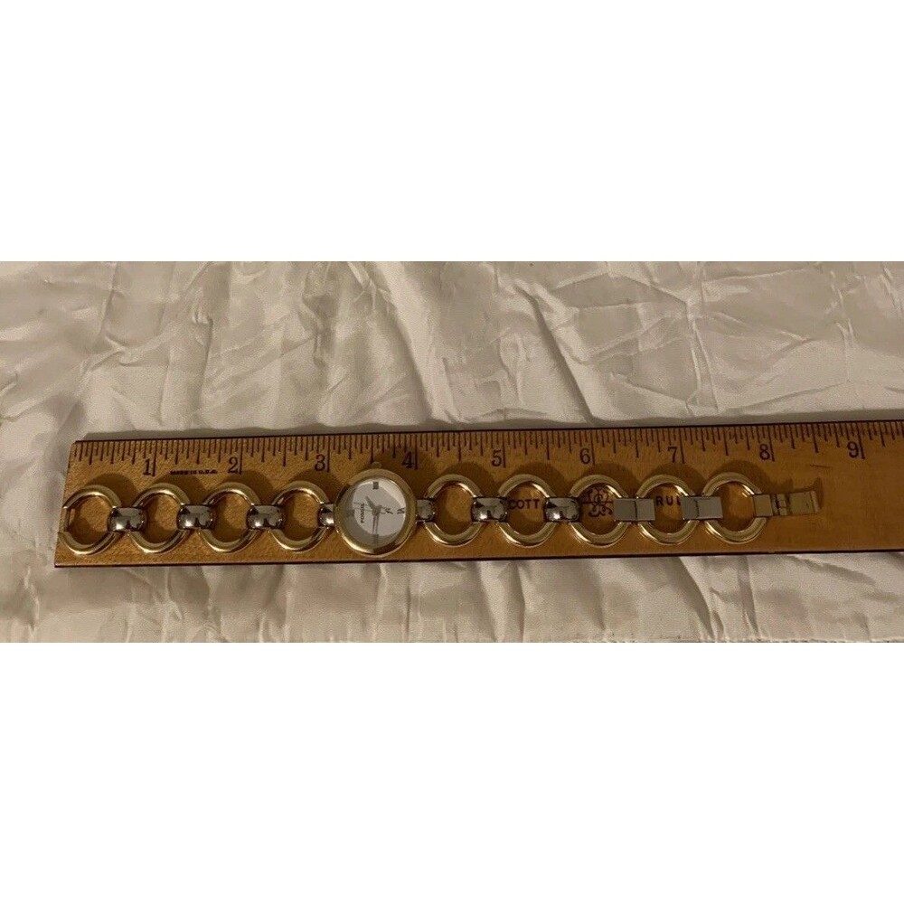 Fossil F2 Bracelet Watch Gold Silver Tone Circles ES-8822 Round Dial New Battery - Picture 5 of 7